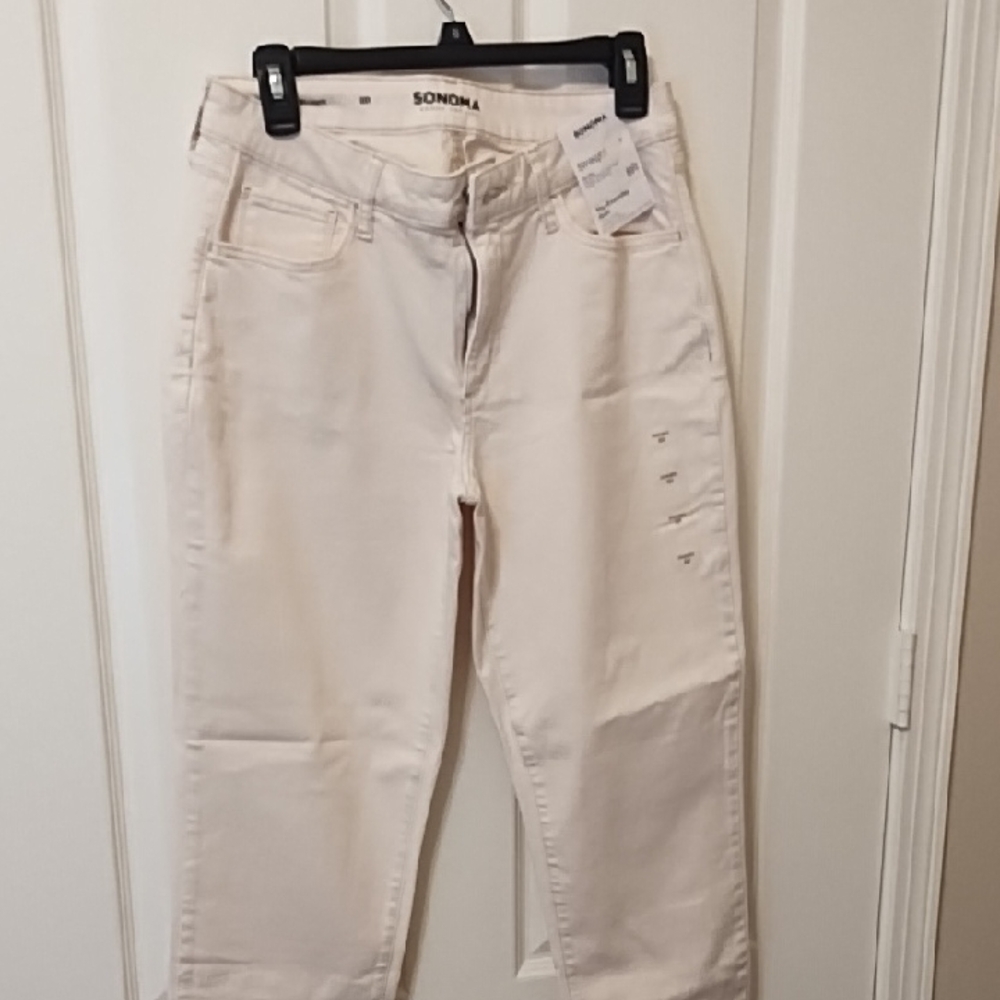NWT Sonoma Women's Light Tan Straight Leg Jeans